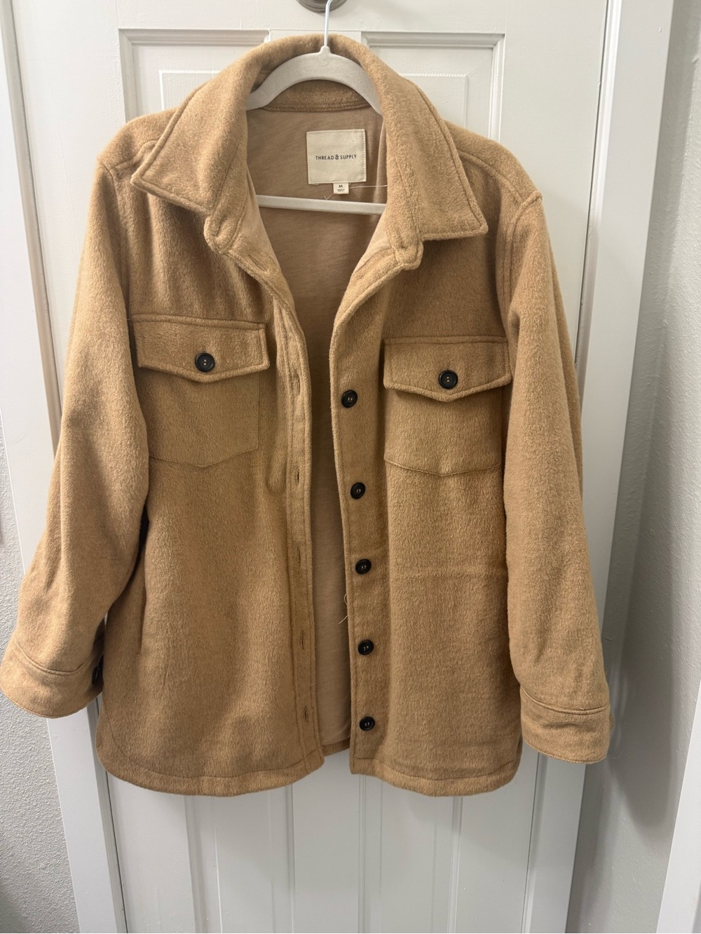 🍁Thread & Supply Camel Colored Button-Front Shirt/Jacket, Sz M, Like New!